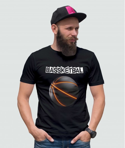 Мъжка тениска с щампа Спортни Илюстрации Glowing basketball